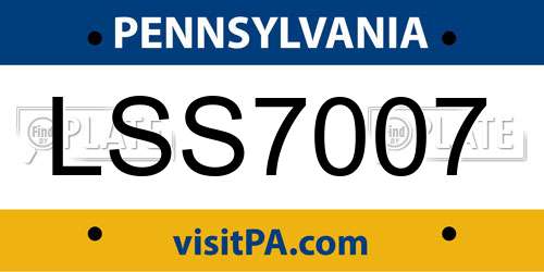 LSS7007 Pennsylvania License Plate