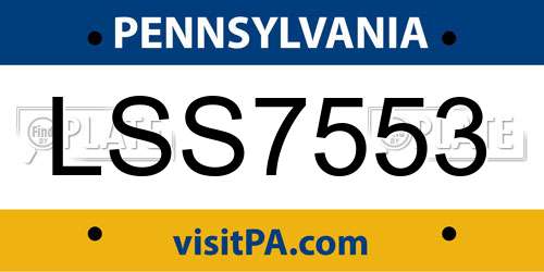 LSS7553 Pennsylvania License Plate