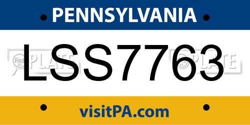 LSS7763 Pennsylvania License Plate