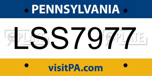 LSS7977 Pennsylvania License Plate