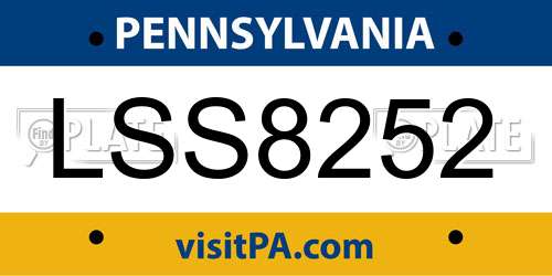 LSS8252 Pennsylvania License Plate