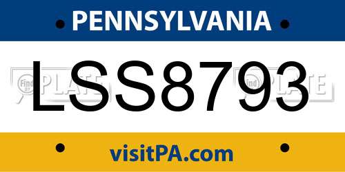 LSS8793 Pennsylvania License Plate