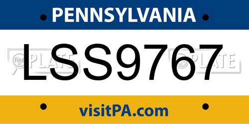 LSS9767 Pennsylvania License Plate