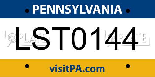 LST0144 Pennsylvania License Plate