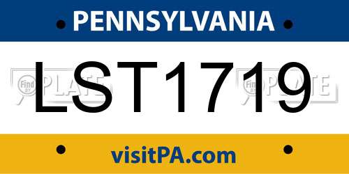 LST1719 Pennsylvania License Plate