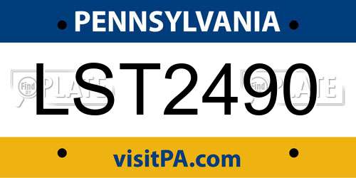 LST2490 Pennsylvania License Plate