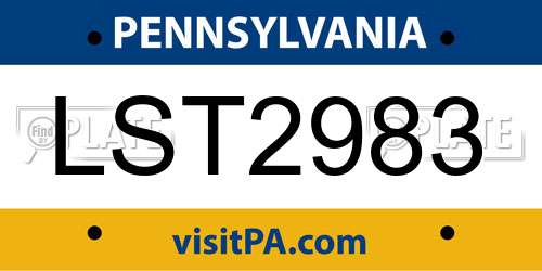 LST2983 Pennsylvania License Plate