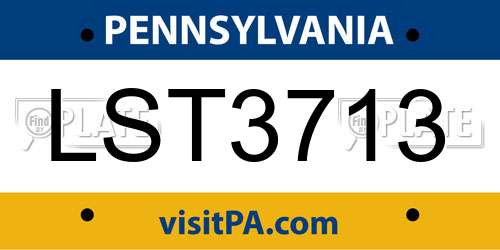 LST3713 Pennsylvania License Plate