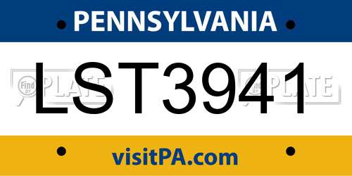 LST3941 Pennsylvania License Plate