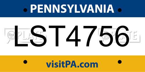 LST4756 Pennsylvania License Plate