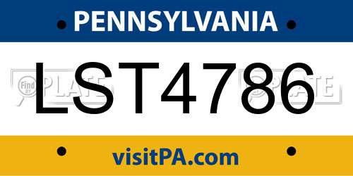 LST4786 Pennsylvania License Plate