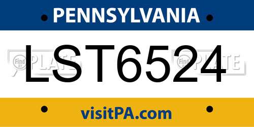 LST6524 Pennsylvania License Plate