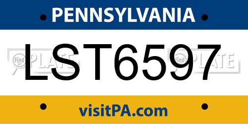 LST6597 Pennsylvania License Plate