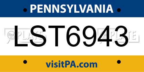 LST6943 Pennsylvania License Plate