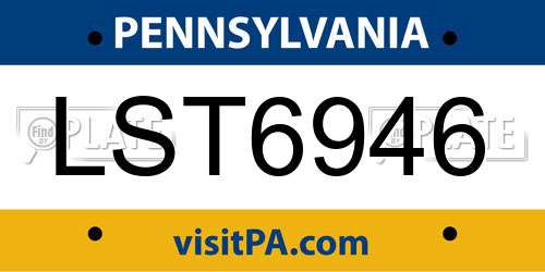 LST6946 Pennsylvania License Plate