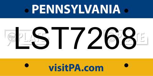 LST7268 Pennsylvania License Plate