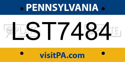 LST7484 Pennsylvania License Plate