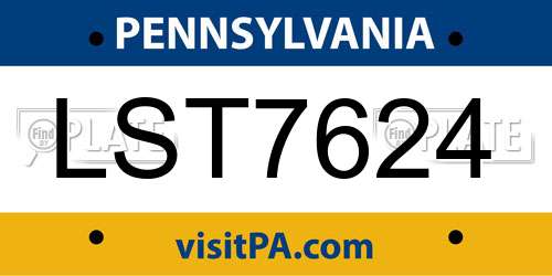 LST7624 Pennsylvania License Plate