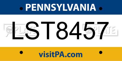 LST8457 Pennsylvania License Plate