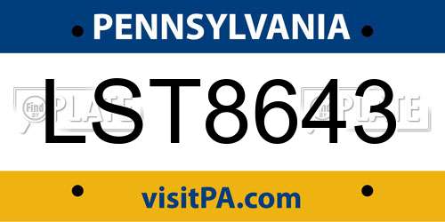 LST8643 Pennsylvania License Plate