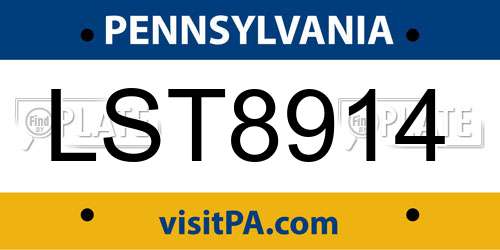 LST8914 Pennsylvania License Plate