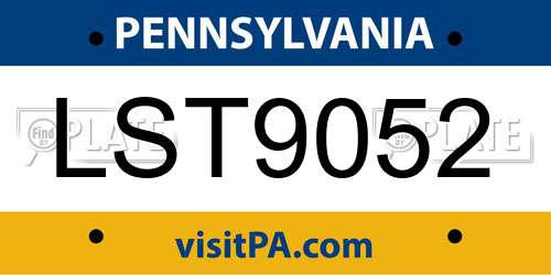 LST9052 Pennsylvania License Plate
