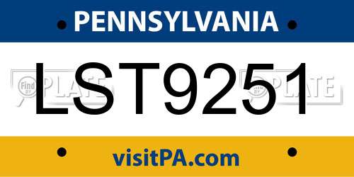 LST9251 Pennsylvania License Plate
