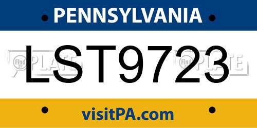 LST9723 Pennsylvania License Plate