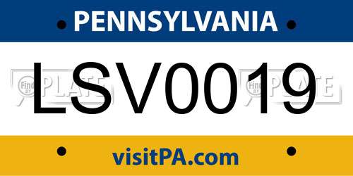 LSV0019 Pennsylvania License Plate