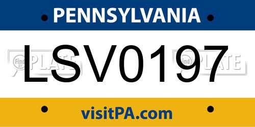 LSV0197 Pennsylvania License Plate