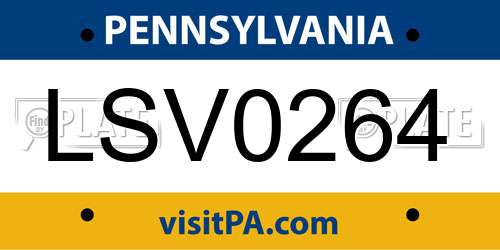 LSV0264 Pennsylvania License Plate
