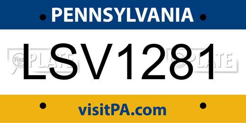 LSV1281 Pennsylvania License Plate