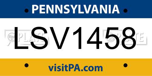 LSV1458 Pennsylvania License Plate