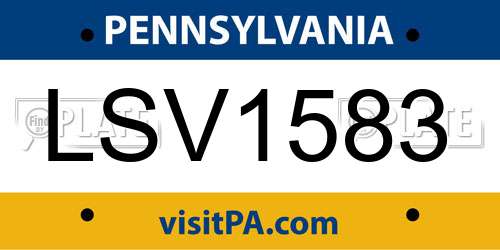 LSV1583 Pennsylvania License Plate