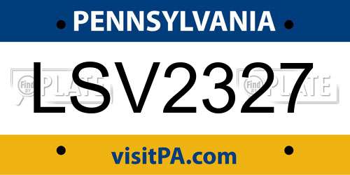 LSV2327 Pennsylvania License Plate