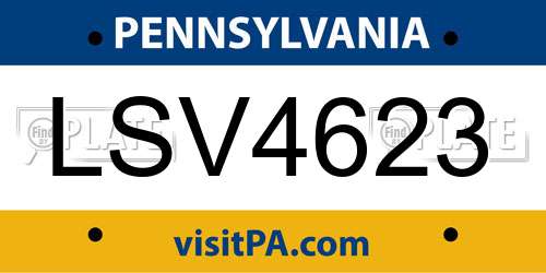 LSV4623 Pennsylvania License Plate
