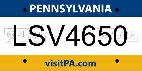 LSV4650 Pennsylvania License Plate