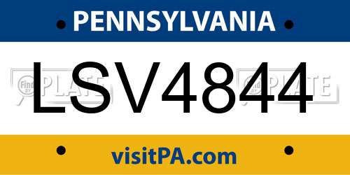 LSV4844 Pennsylvania License Plate