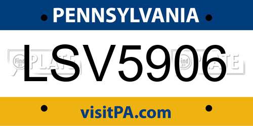 LSV5906 Pennsylvania License Plate
