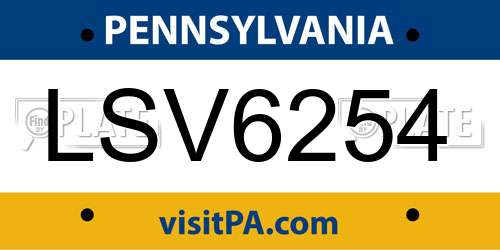 LSV6254 Pennsylvania License Plate
