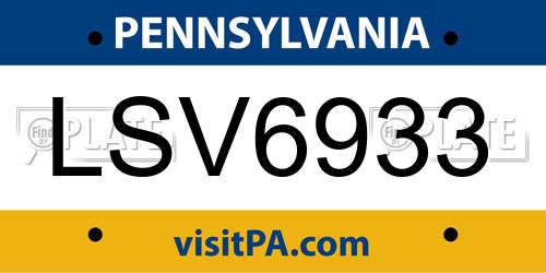 LSV6933 Pennsylvania License Plate
