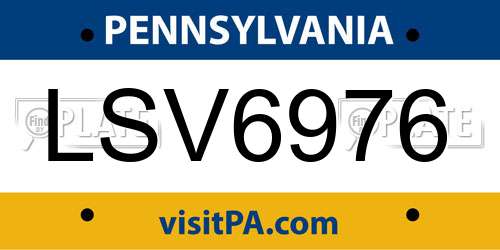LSV6976 Pennsylvania License Plate