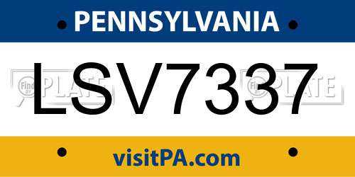 LSV7337 Pennsylvania License Plate