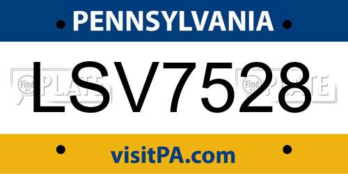 LSV7528 Pennsylvania License Plate