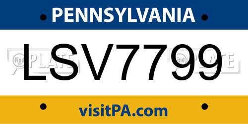 LSV7799 Pennsylvania License Plate