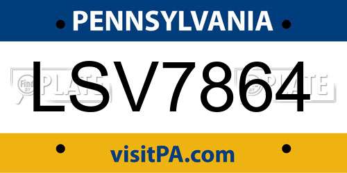 LSV7864 Pennsylvania License Plate