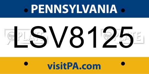 LSV8125 Pennsylvania License Plate
