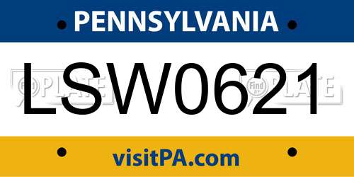 LSW0621 Pennsylvania License Plate
