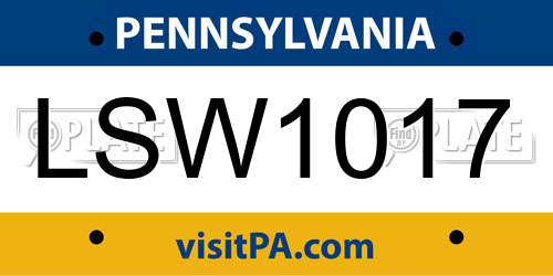 LSW1017 Pennsylvania License Plate