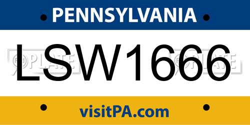 LSW1666 Pennsylvania License Plate